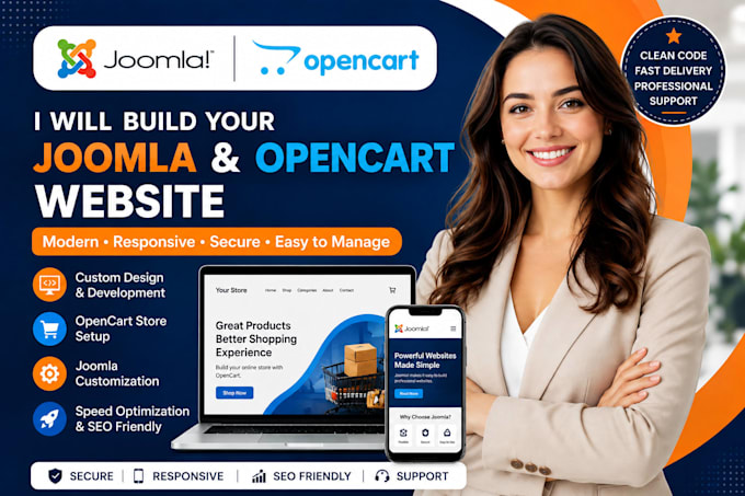 build joomla opencart website ecommerce design development migration