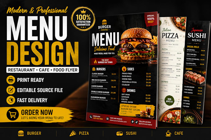 design modern restaurant menu, cafe menu and food flyer
