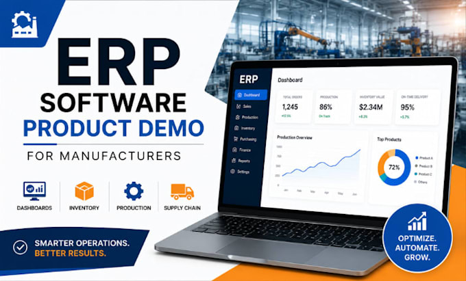 design erp software product demo presentation for manufacturers