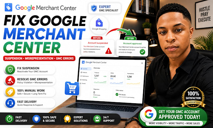 fix google merchant center suspension, misrepresentation and gmc errors
