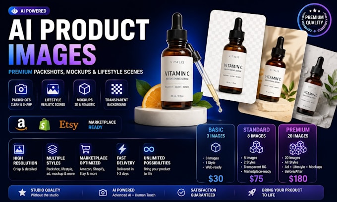 create premium ai product images, packshots and mockups