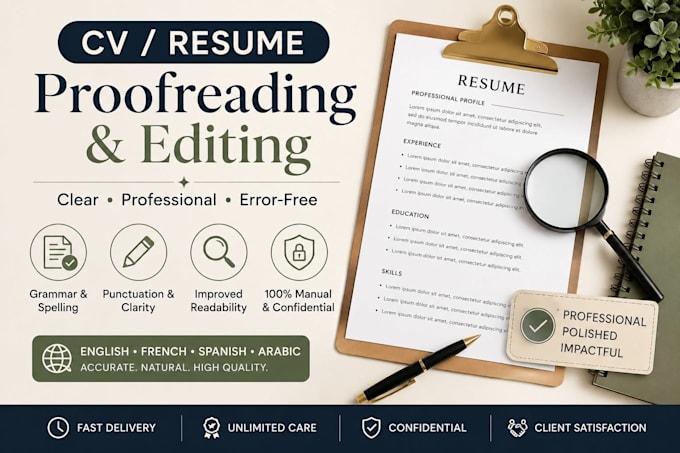 edit proofread and improve your CV, resume and cover letter