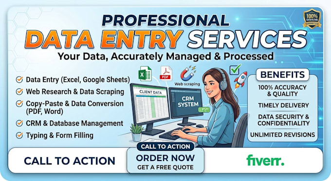 do accurate excel data entry and web research