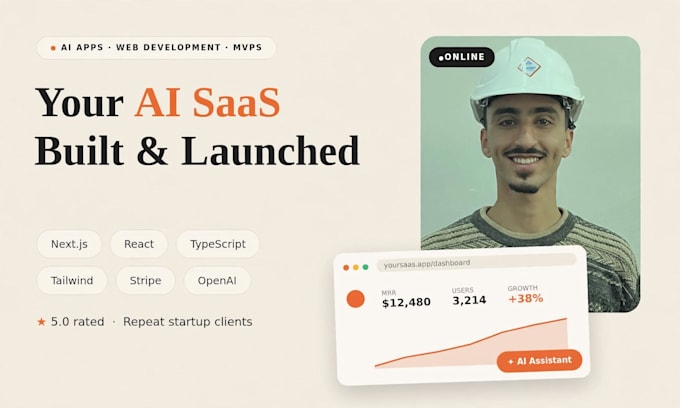 build your ai saas, startup mvp, or full stack web app in nextjs mvp saas