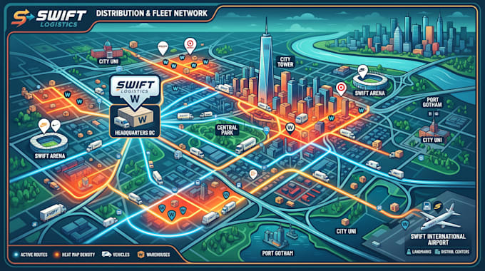 design warehouse distribution fleet management delivery route coverage heat maps