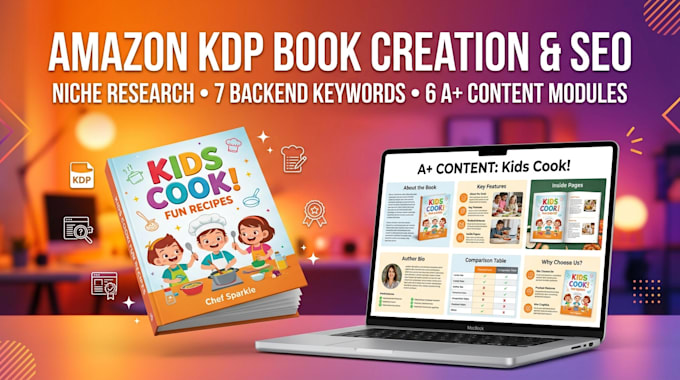 create amazon KDP books, SEO listings, and high converting a plus content