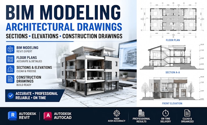 create bim modeling architectural sections elevations and construction drawing