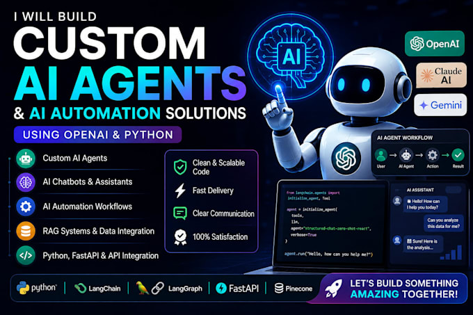 build custom ai agents using openai, claude, gemini and langchain