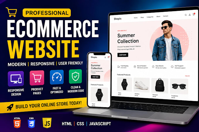 create a professional shopify or custom e commerce website