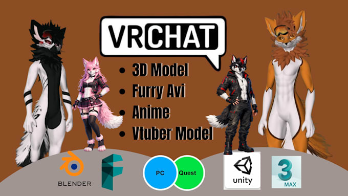edit 3d model vrchat furry anime avatar vtuber model