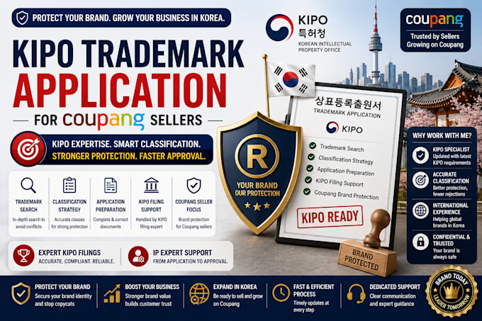 handle kipo trademark application and classification for coupang and amazon