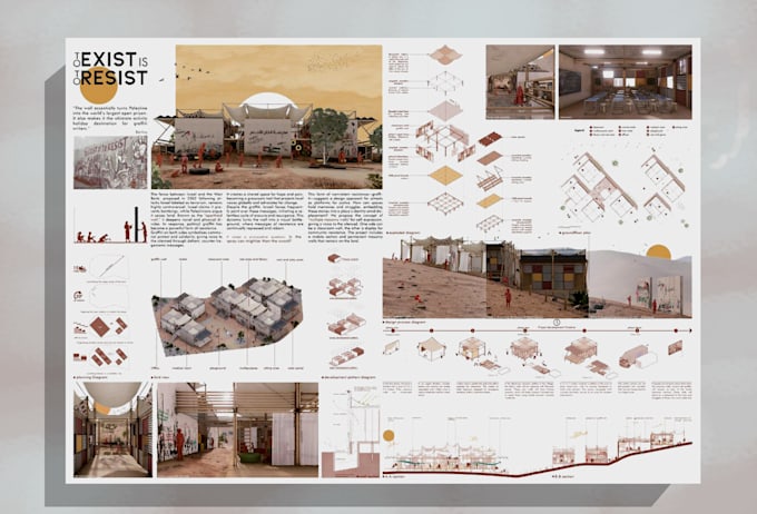 design a professional architectural presentation board, portfolio, and competiti