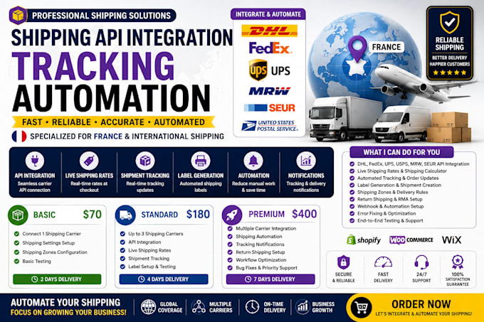 fix shopify dhl fedex mrw seur usps shipping API integration tracking automation