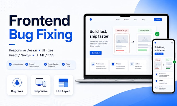 fix responsive website issues and frontend bugs