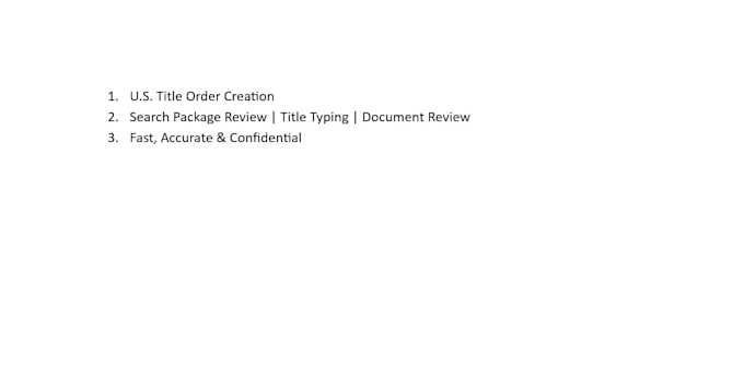 create title orders and process search packages accurately