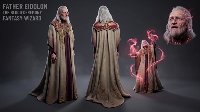 create 3d character modeling and texturing fantasy wizard