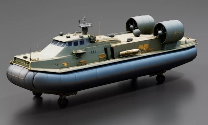 design hovercraft 3d model, air cushion vehicle design, amphibious hovercraft