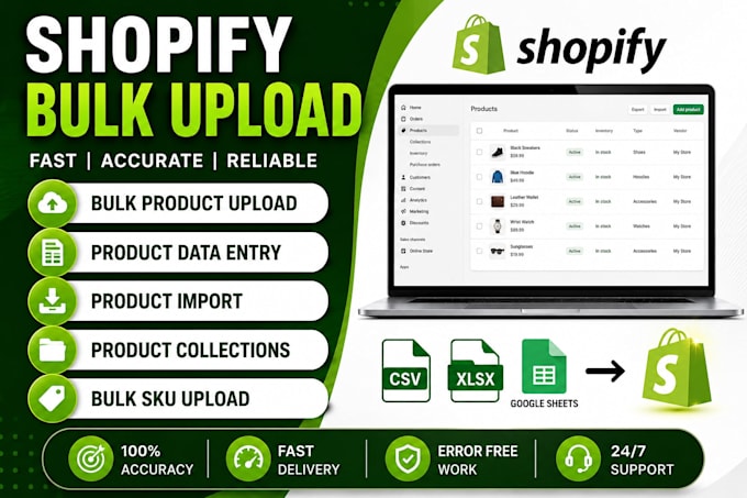 do shopify bulk upload, product data, product import, product collection