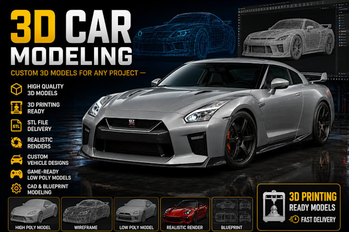 3d car modeling 3d car rending 3d car design low poly car rc car model