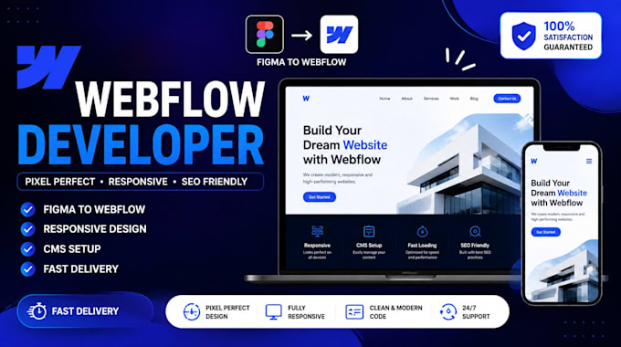 build a responsive webflow website from figma or xd