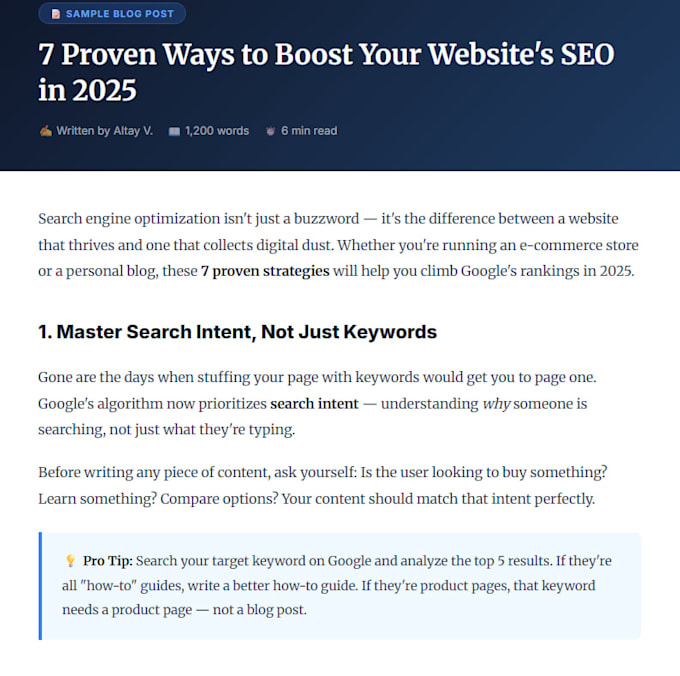 write SEO blog posts and articles that rank on google