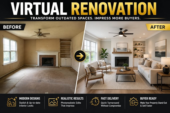 do virtual renovation for real estate property photos