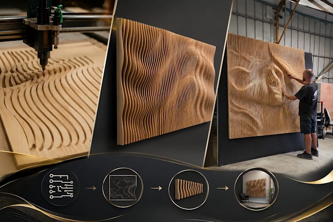 design custom parametric wall art, cnc dxf pattern and laser cut for 3d wall