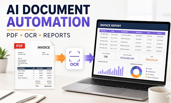 extract data from PDF invoices with ocr and automate excel reports