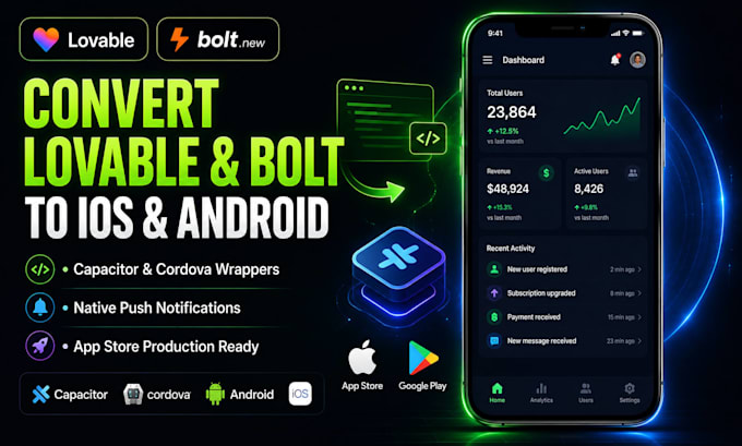 convert lovable ai bolt new web app to ios and android using capacitor cordova