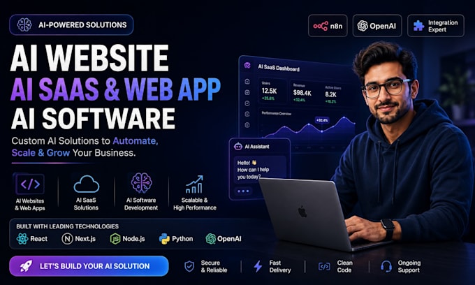 develop ai website, ai saas, ai web app, ai saas app, ai software, ai developer