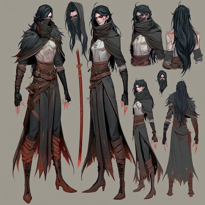 draw anime character sheet for you