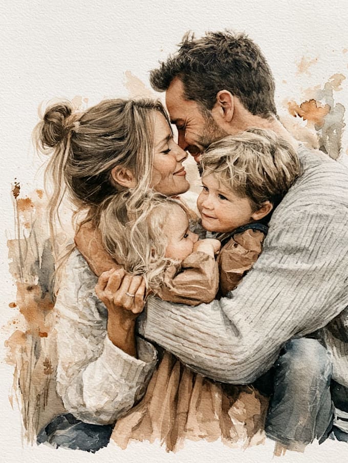 custom watercolor family portrait