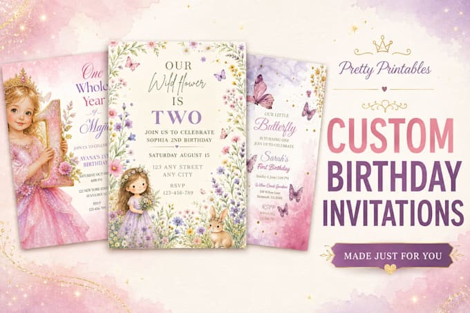 design custom birthday invitation for kids and adults parties