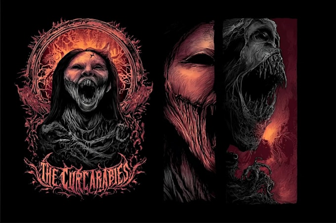 draw horror and gothic line art illustrations