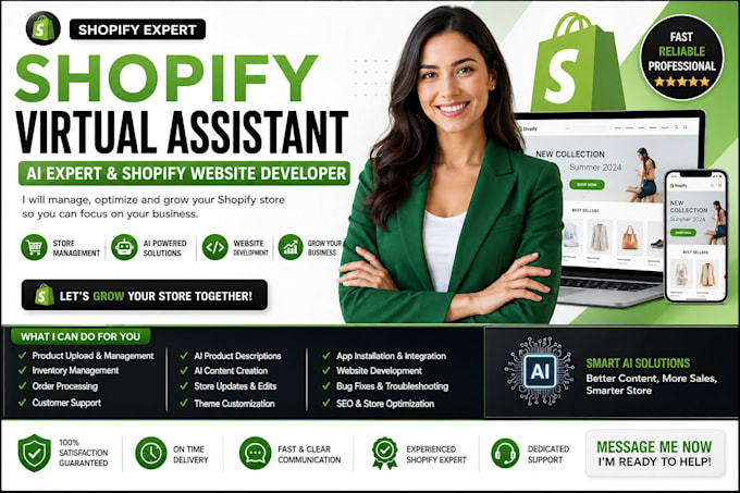 be your shopify virtual assistant, ai expert and shopify website developer