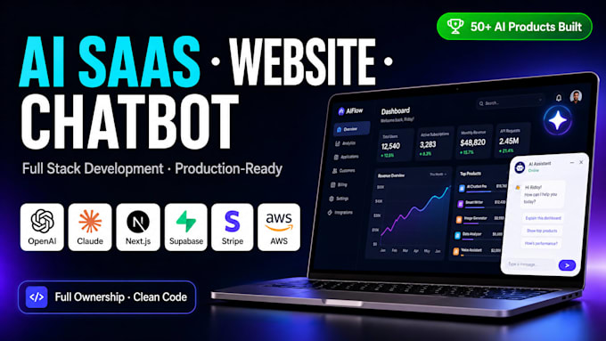 develop ai saas app, ai website, ai chatbot and full stack ai software