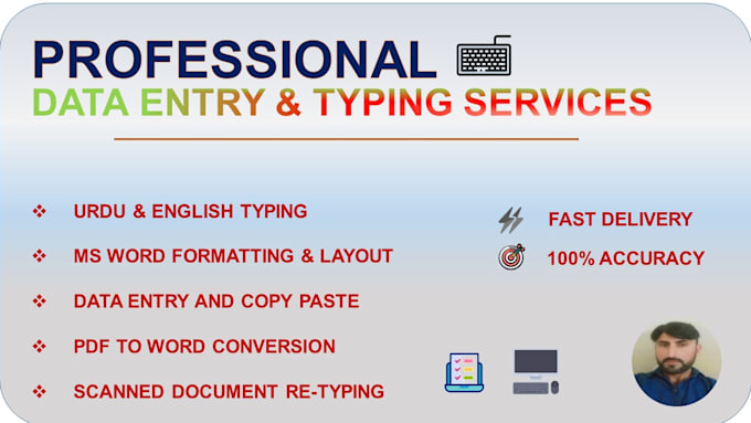 do professional data entry, ms word formatting, and urdu english typing