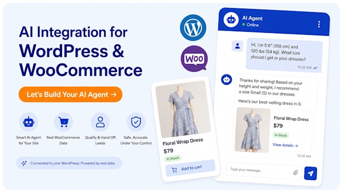do ai integration wordpress, build woocommerce ai agent and chatbot