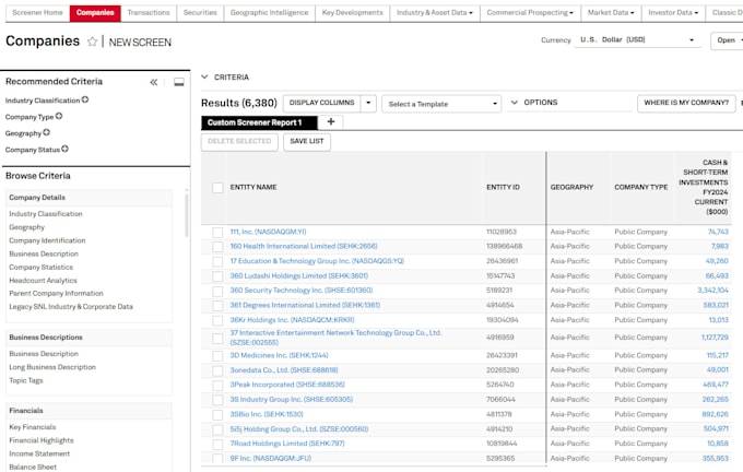 provide financial data from refinitiv lseg and capital iq