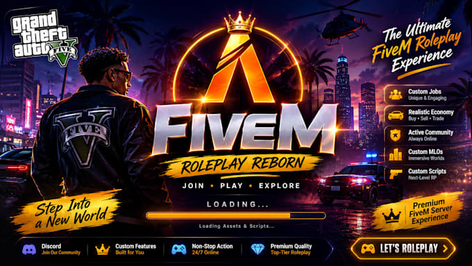 do fivem server loading screen,fivem logo, fivem banner in 24 hrs