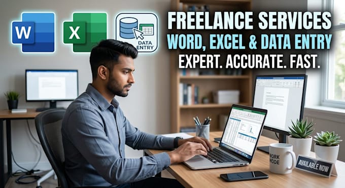 work on word,excel,word, data entry,convert,copy paste work