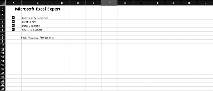 create excel formulas, pivot tables, data cleaning, and professional repo
