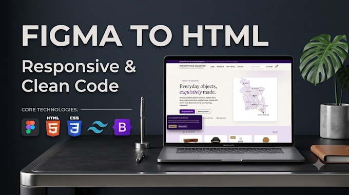 convert figma, xd, psd to html responsive bootstrap5
