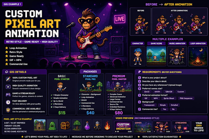 create custom pixel art animation in retro 8 bit style