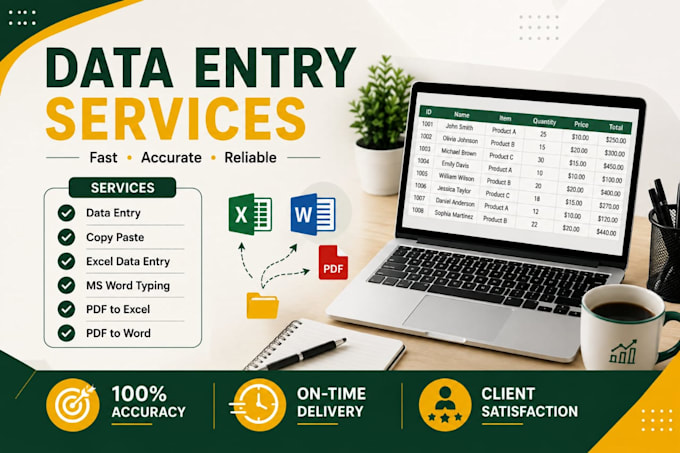 do accurate data entry copy paste  microsoft excel and typing work