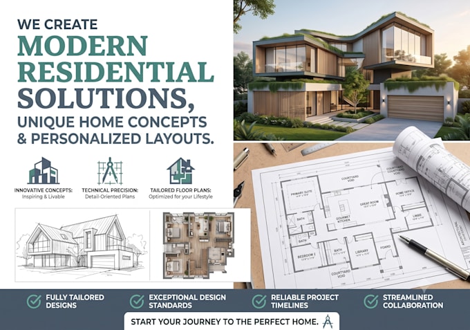 design professional house plans with floor plans, elevations and sections