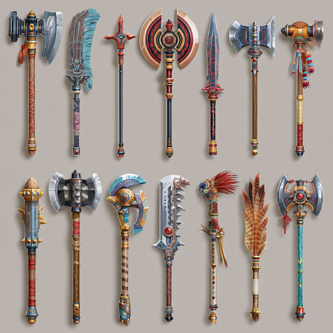 high quality weapon concept art for gaming and more