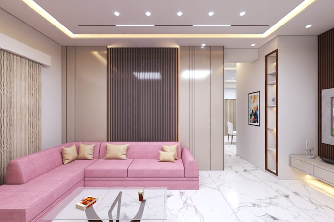 create 3d rendering interior design furniture layout