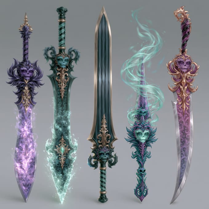 high quality weapon concept art for gaming and more