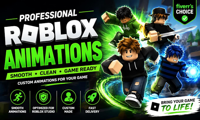 create professional custom roblox game animations, emotes, combat, and npcs